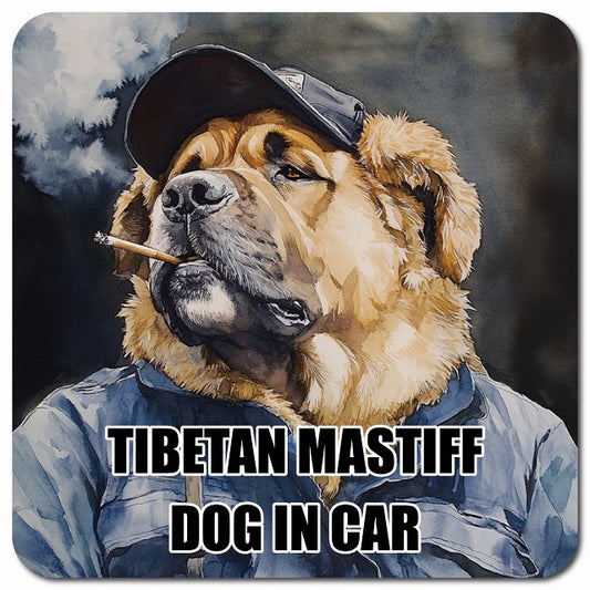 TIBETAN MASTIFF チベタンマスティフ 車用 作業服 マグネット 13x13cm 正方形 カーマグネット 表示プレート