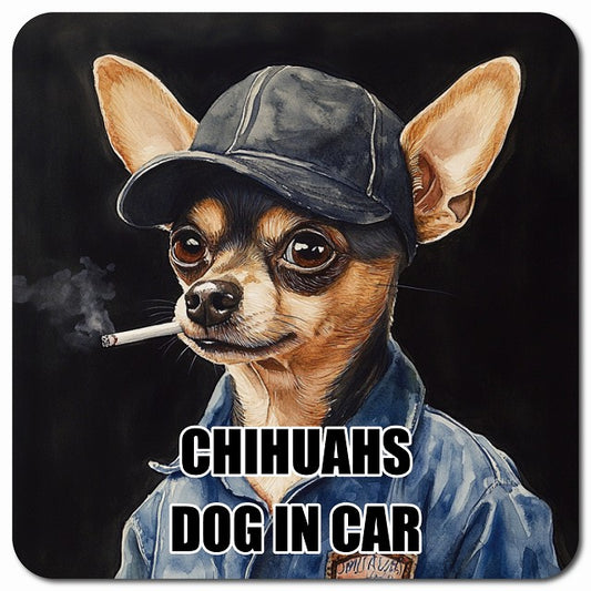 CHIHUAHS チワックス 車用 作業服 マグネット 13x13cm 正方形 カーマグネット 表示プレート