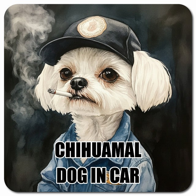 CHIHUAMAL チワマル 車用 作業服 マグネット 13x13cm 正方形 カーマグネット 表示プレート