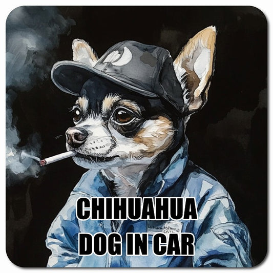 CHIHUAHUA チワワ 車用 作業服 マグネット 13x13cm 正方形 カーマグネット 表示プレート