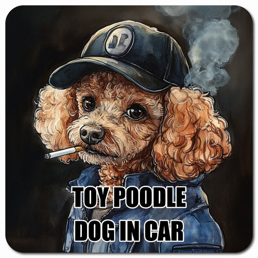 TOY POODLE トイプードル 車用 作業服 マグネット 13x13cm 正方形 カーマグネット 表示プレート