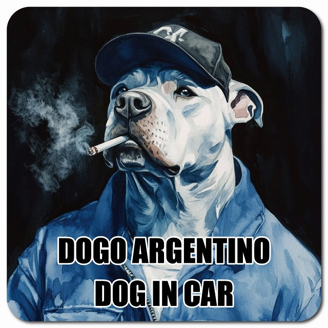 DOGO ARGENTINO ドゴアルヘンティーノ 車用 作業服 マグネット 13x13cm 正方形 カーマグネット 表示プレート