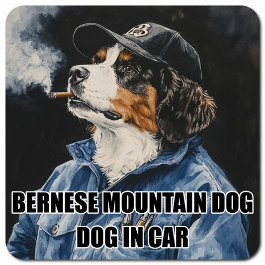 BERNESE MOUNTAIN DOG バーニーズマウンテンドッグ 車用 作業服 マグネット 13x13cm 正方形 カーマグネット 表示プレート