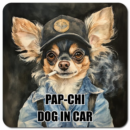 PAP-CHI パピチワ 車用 作業服 マグネット 13x13cm 正方形 カーマグネット 表示プレート