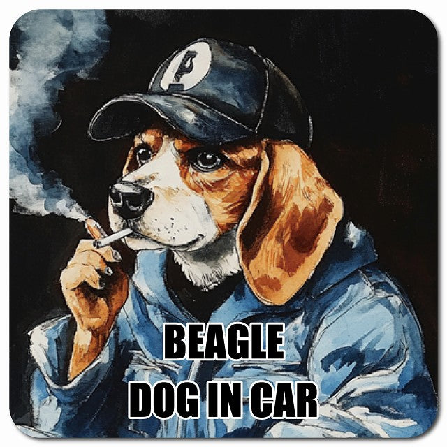 BEAGLE ビーグル 車用 作業服 マグネット 13x13cm 正方形 カーマグネット 表示プレート