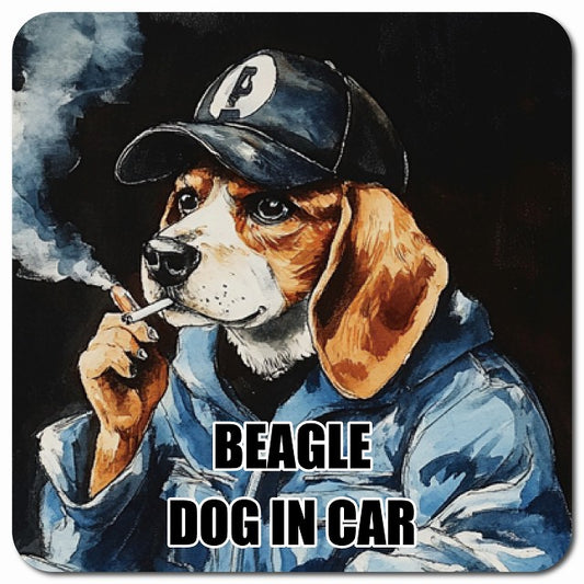 BEAGLE ビーグル 車用 作業服 マグネット 13x13cm 正方形 カーマグネット 表示プレート