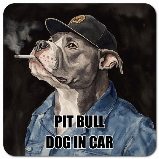 PIT BULL ピットブル 車用 作業服 マグネット 13x13cm 正方形 カーマグネット 表示プレート