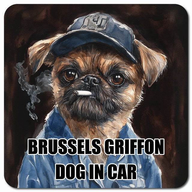 BRUSSELS GRIFFON ブリュッセル・グリフォン 車用 作業服 マグネット 13x13cm 正方形 カーマグネット 表示プレート