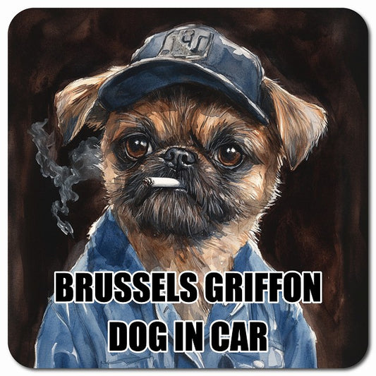 BRUSSELS GRIFFON ブリュッセル・グリフォン 車用 作業服 マグネット 13x13cm 正方形 カーマグネット 表示プレート