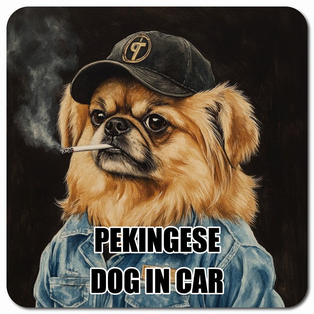 PEKINGESE ペキニーズ 車用 作業服 マグネット 13x13cm 正方形 カーマグネット 表示プレート