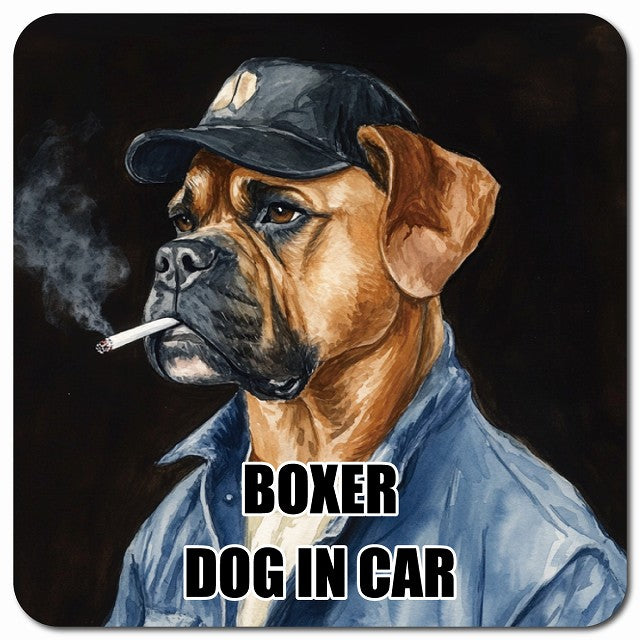 BOXER ボクサー 車用 作業服 マグネット 13x13cm 正方形 カーマグネット 表示プレート