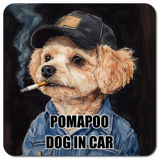 POMAPOO ポメプー 車用 作業服 マグネット 13x13cm 正方形 カーマグネット 表示プレート