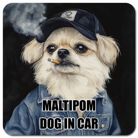 MALTIPOM ポメマル 車用 作業服 マグネット 13x13cm 正方形 カーマグネット 表示プレート