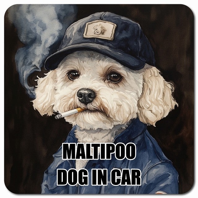 MALTIPOO マルプー 車用 作業服 マグネット 13x13cm 正方形 カーマグネット 表示プレート