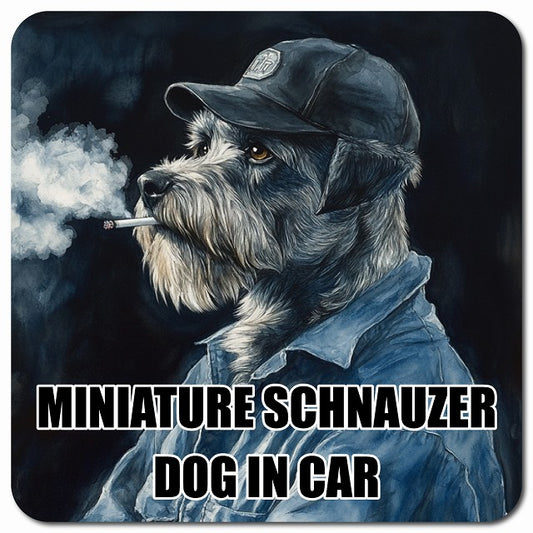 MINIATURE SCHNAUZER ミニチュアシュナウザー 車用 作業服 マグネット 13x13cm 正方形 カーマグネット 表示プレート