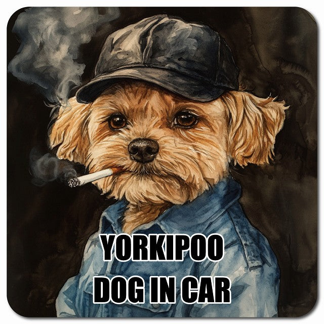 YORKIPOO ヨープー 車用 作業服 マグネット 13x13cm 正方形 カーマグネット 表示プレート