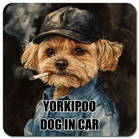 YORKIPOO ヨープー 車用 作業服 マグネット 13x13cm 正方形 カーマグネット 表示プレート