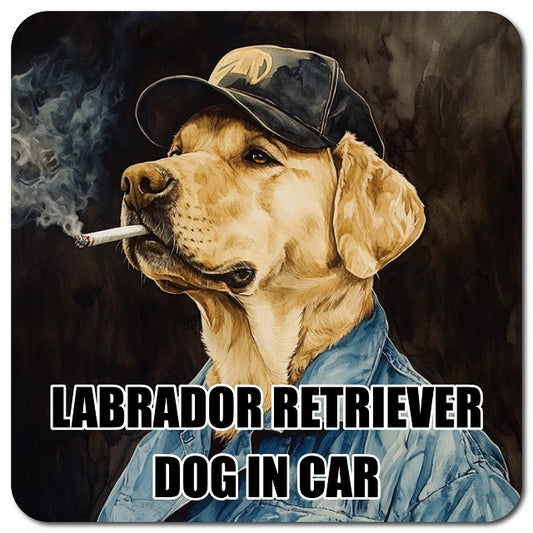LABRADOR RETRIEVER ラブラドルレトリバー 車用 作業服 マグネット 13x13cm 正方形 カーマグネット 表示プレート