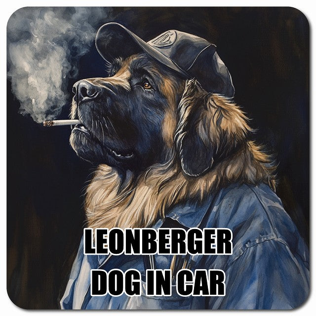 LEONBERGER レオンベルガー 車用 作業服 マグネット 13x13cm 正方形 カーマグネット 表示プレート