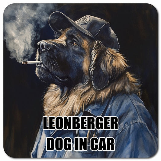 LEONBERGER レオンベルガー 車用 作業服 マグネット 13x13cm 正方形 カーマグネット 表示プレート