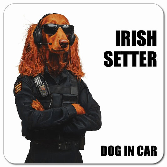 IRISH SETTER アイリッシュセッター 車用 セキュリティガード風 マグネット 13x13cm 正方形 カーマグネット 表示プレート