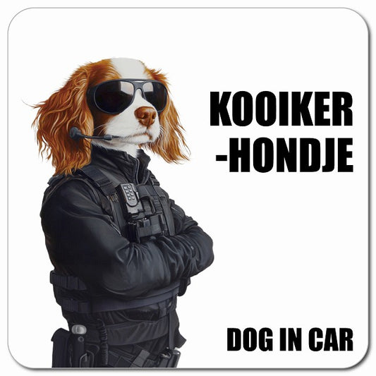 KOOIKERHONDJE コーイケルホーンディエ 車用 セキュリティガード風 マグネット 13x13cm 正方形 カーマグネット 表示プレート