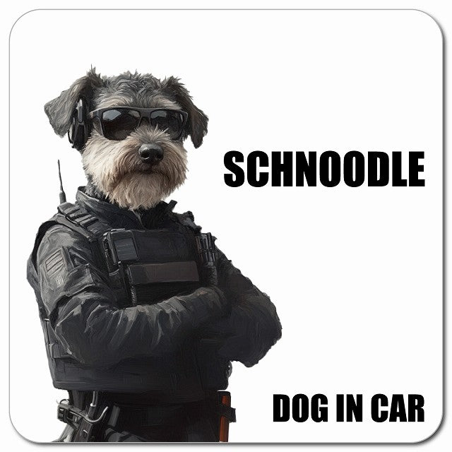 SCHNOODLE シュナプー 車用 セキュリティガード風 マグネット 13x13cm 正方形 カーマグネット 表示プレート