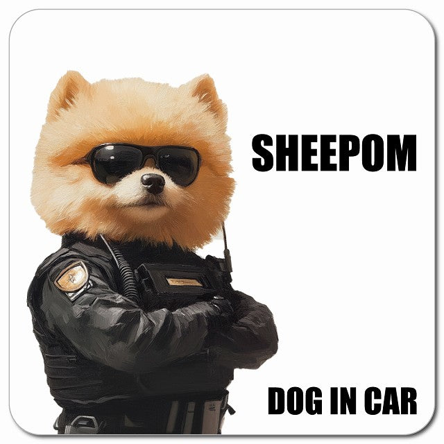 SHEEPOM シーポメ 車用 セキュリティガード風 マグネット 13x13cm 正方形 カーマグネット 表示プレート