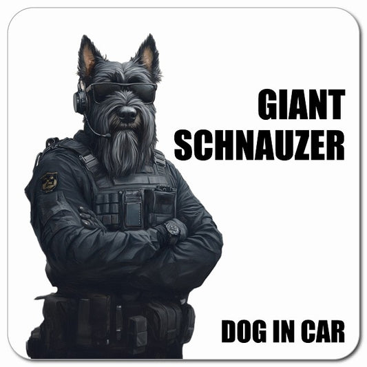 GIANT SCHNAUZER ジャイアントシュナウザー 車用 セキュリティガード風 マグネット 13x13cm 正方形 カーマグネット 表示プレート