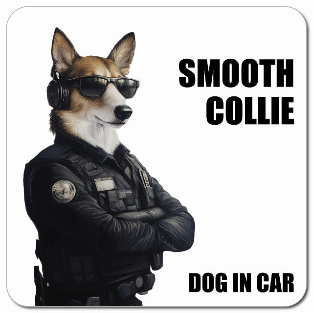 SMOOTH COLLIE スムースコリー 車用 セキュリティガード風 マグネット 13x13cm 正方形 カーマグネット 表示プレート