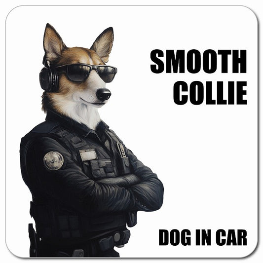 SMOOTH COLLIE スムースコリー 車用 セキュリティガード風 マグネット 13x13cm 正方形 カーマグネット 表示プレート