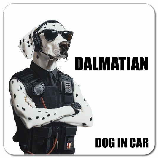 DALMATIAN ダルメシアン 車用 セキュリティガード風 マグネット 13x13cm 正方形 カーマグネット 表示プレート