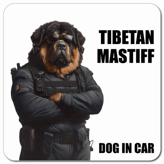 TIBETAN MASTIFF チベタンマスティフ 車用 セキュリティガード風 マグネット 13x13cm 正方形 カーマグネット 表示プレート