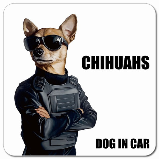 CHIHUAHS チワックス 車用 セキュリティガード風 マグネット 13x13cm 正方形 カーマグネット 表示プレート