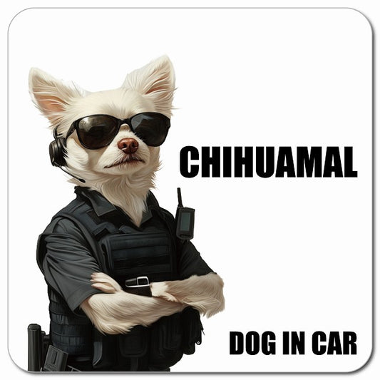 CHIHUAMAL チワマル 車用 セキュリティガード風 マグネット 13x13cm 正方形 カーマグネット 表示プレート
