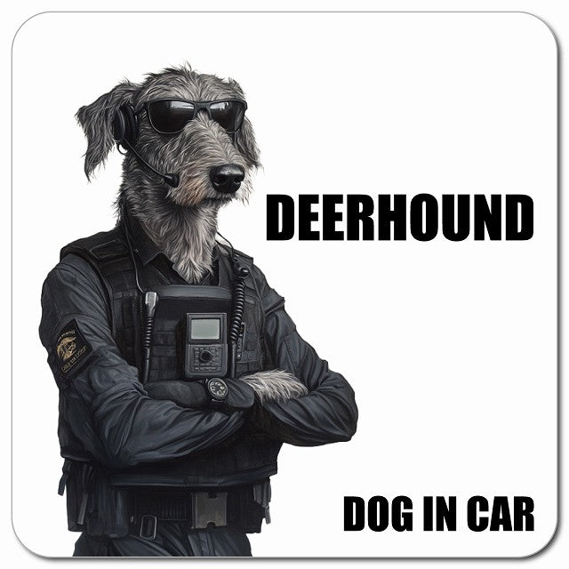 DEERHOUND ディアハウンド 車用 セキュリティガード風 マグネット 13x13cm 正方形 カーマグネット 表示プレート