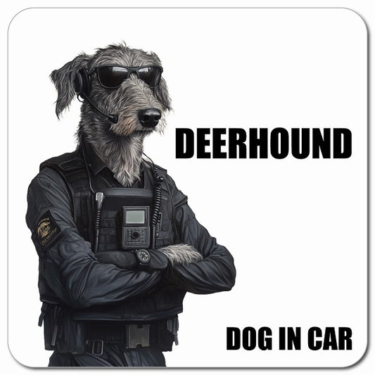 DEERHOUND ディアハウンド 車用 セキュリティガード風 マグネット 13x13cm 正方形 カーマグネット 表示プレート