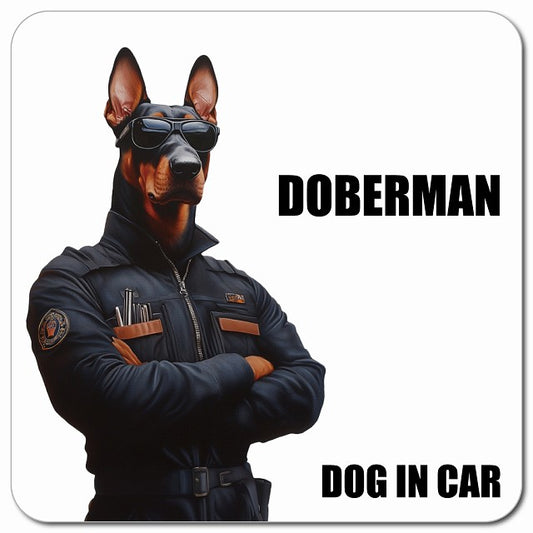 DOBERMAN ドーベルマン 車用 セキュリティガード風 マグネット 13x13cm 正方形 カーマグネット 表示プレート