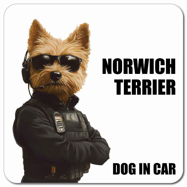 NORWICH TERRIER ノーリッチテリア 車用 セキュリティガード風 マグネット 13x13cm 正方形 カーマグネット 表示プレート