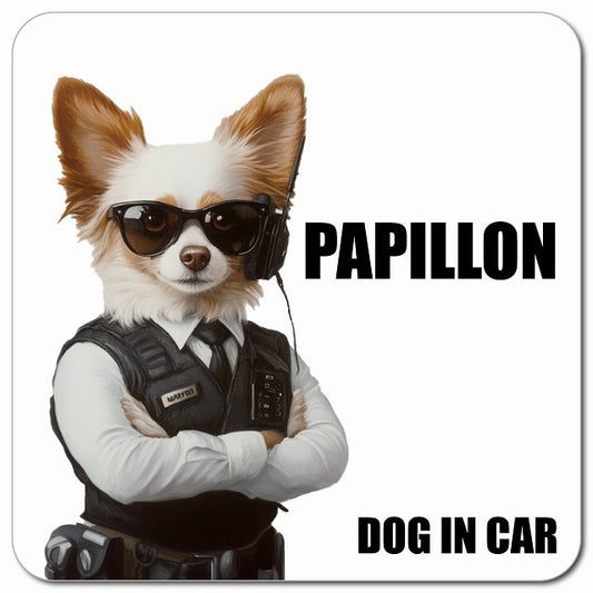 PAPILLON パピヨン 車用 セキュリティガード風 マグネット 13x13cm 正方形 カーマグネット 表示プレート