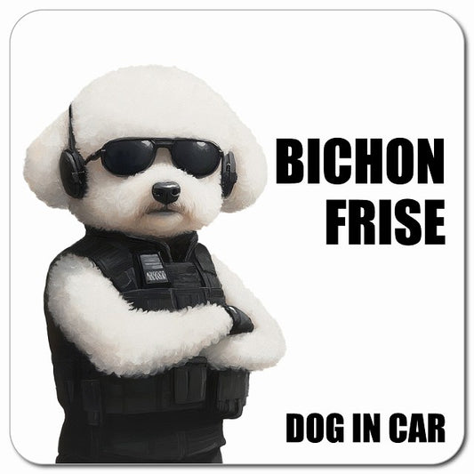 BICHON FRISE ビションフリーゼ 車用 セキュリティガード風 マグネット 13x13cm 正方形 カーマグネット 表示プレート