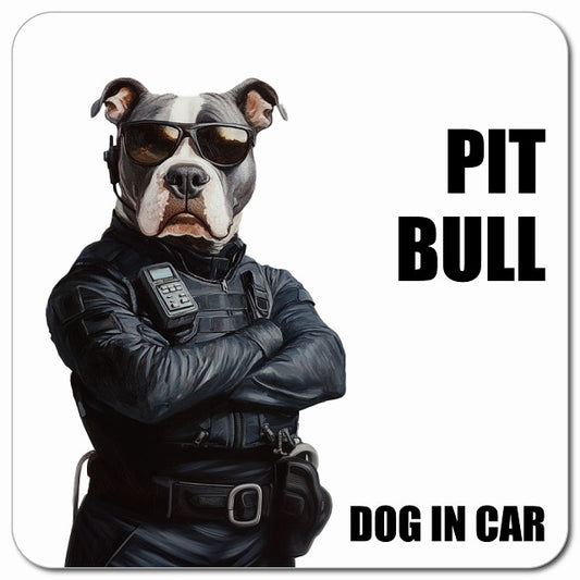 PIT BULL ピットブル 車用 セキュリティガード風 マグネット 13x13cm 正方形 カーマグネット 表示プレート