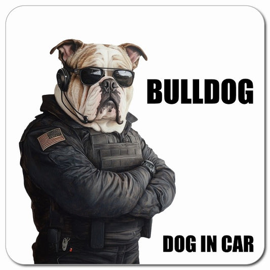 BULLDOG ブルドッグ 車用 セキュリティガード風 マグネット 13x13cm 正方形 カーマグネット 表示プレート
