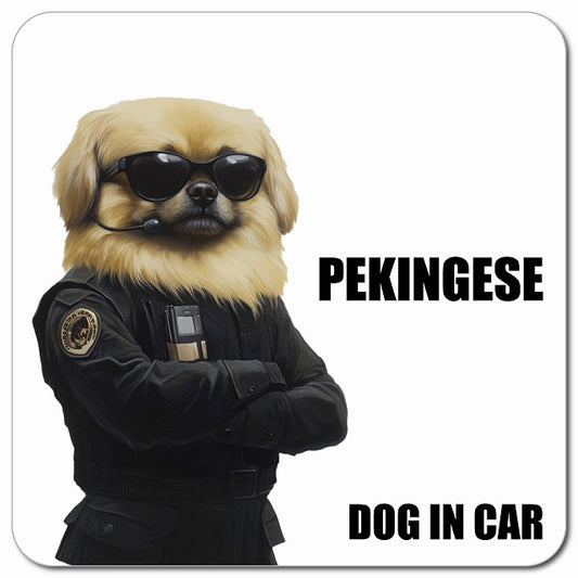 PEKINGESE ペキニーズ 車用 セキュリティガード風 マグネット 13x13cm 正方形 カーマグネット 表示プレート