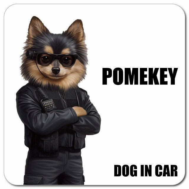 POMEKEY ポメキー 車用 セキュリティガード風 マグネット 13x13cm 正方形 カーマグネット 表示プレート