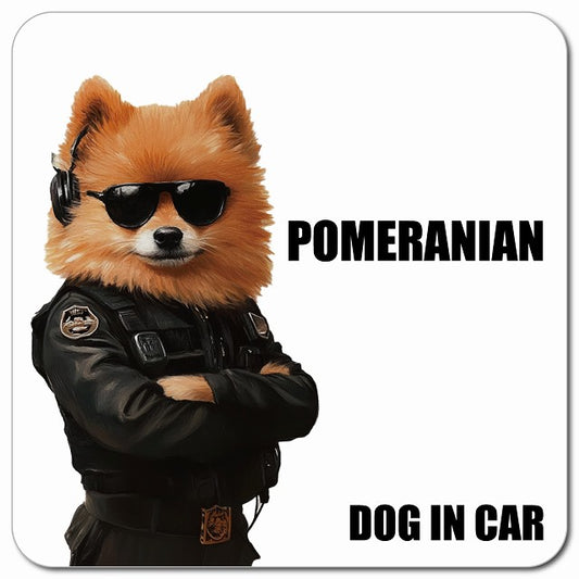 POMERANIAN ポメラニアン 車用 セキュリティガード風 マグネット 13x13cm 正方形 カーマグネット 表示プレート