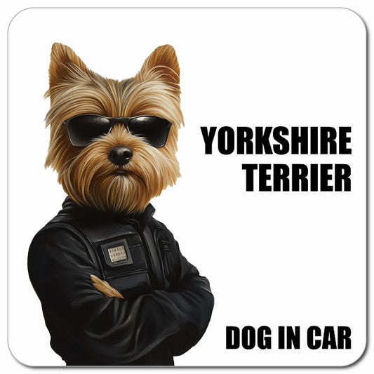 YORKSHIRE TERRIER ヨークシャテリア 車用 セキュリティガード風 マグネット 13x13cm 正方形 カーマグネット 表示プレート