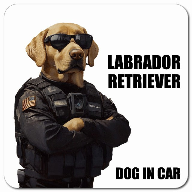 LABRADOR RETRIEVER ラブラドルレトリバー 車用 セキュリティガード風 マグネット 13x13cm 正方形 カーマグネット 表示プレート