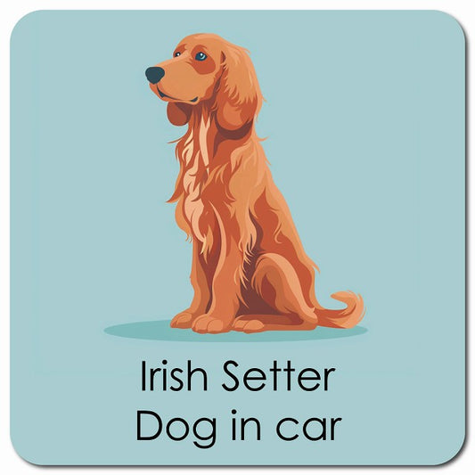 Irish Setter アイリッシュセッター 車用 パステル くすみカラー スタイル アニメ風 マグネット 13x13cm 正方形 カーマグネット 表示プレート