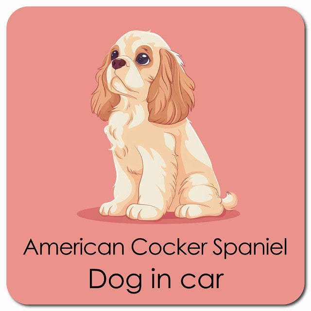 American Cocker Spaniel アメリカンコッカースパニエル 車用 パステル くすみカラー スタイル アニメ風 マグネット 13x13cm 正方形 カーマグネット 表示プレート